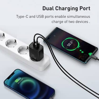 Baseus 20W USB Charger Support Type C PD Fast Charging Dual USB Port Portable Phone Charger 1