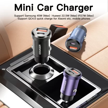Essager 45W USB Car Charger QC 4 0 PD 3 0 SCP 5A USB Type C 1